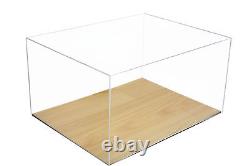 Acrylic Clear Display Case with Simulated Wood Floor 15.25x12x 9 (A025-CWB)