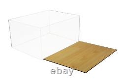 Acrylic Clear Display Case with Simulated Wood Floor 15.25x12x 9 (A025-CWB)