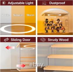 Acrylic Display Case with Adjustable LED Light, 6 L Tier Clear Display Box Dustp