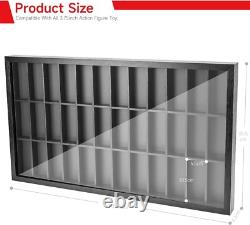 Action Figure Display Case 3.75 Figurine Toy Shelf Wood 36 Pcs Holder Showcase