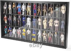 Action Figure Display Case 3.75 Figurine Toy Shelf Wood 36 Pcs Holder Showcase