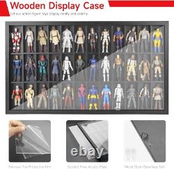 Action Figure Display Case 3.75 Figurine Toy Shelf Wood 36 Pcs Holder Showcase
