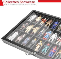 Action Figure Display Case 3.75 Figurine Toy Shelf Wood 36 Pcs Holder Showcase