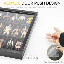 Action Figure Display Case 3.75 Figurine Toy Shelf Wood 36 Pcs Holder Showcase