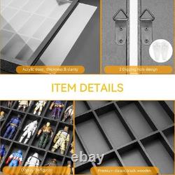 Action Figure Display Case 3.75 Figurine Toy Shelf Wood 36 Pcs Holder Showcase