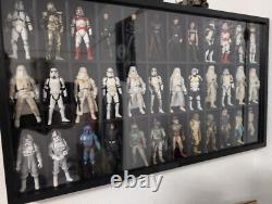 Action Figure Display Case 3.75 Figurine Toy Shelf Wood 36 Pcs Holder Showcase