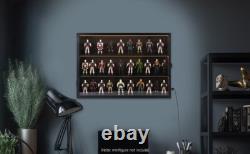 Action Figure Display Case 3.75 LED Figurine 30 Pcs Toy Wood Shelf + Baseplates