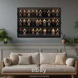 Action Figure Display Case 3.75 LED Figurine 30 Pcs Toy Wood Shelf + Baseplates