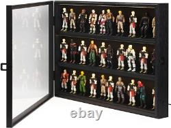 Action Figure Display Case 3.75 LED Figurine 30 Pcs Toy Wood Shelf + Baseplates