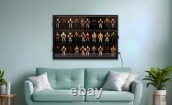 Action Figure Display Case 3.75 LED Figurine 30 Pcs Toy Wood Shelf + Baseplates