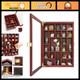 Adjustable Rock Display Case Glass Lid Mineral Collection Box, Wooden Cabinet
