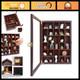 Adjustable Rock Display Case Glass Lid Wooden Cabinet For Minerals, Fossils, C