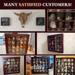 Adjustable Rock Display Case Large Shadow Box for Mineral & Crystal Storage, F