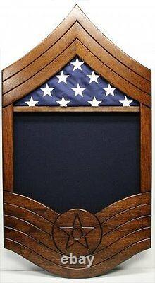 Air Force Chief Master Sergeant Military Wood Shadow Box Medal Display Case