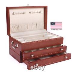 American Chest First Lady 2 Drawer Jewelry Box Hardwood Heritage Cherry