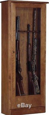 American Furniture Classics Wood 10 Gun Cabinet, Medium Brown Display Safe