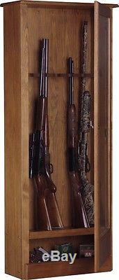 American Furniture Classics Wood 10 Gun Cabinet, Medium Brown Display Safe