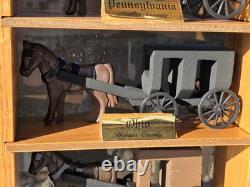 Amish Buggy Oak Wood Display Case Handmade Yoder Family Ohio 9 Horse & Buggies