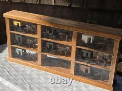 Amish Buggy Oak Wood Display Case Handmade Yoder Family Ohio 9 Horse & Buggies