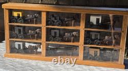 Amish Buggy Oak Wood Display Case Handmade Yoder Family Ohio 9 Horse & Buggies