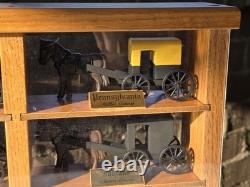 Amish Buggy Oak Wood Display Case Handmade Yoder Family Ohio 9 Horse & Buggies