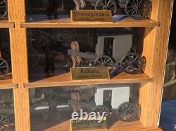 Amish Buggy Oak Wood Display Case Handmade Yoder Family Ohio 9 Horse & Buggies