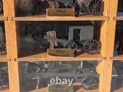 Amish Buggy Oak Wood Display Case Handmade Yoder Family Ohio 9 Horse & Buggies