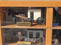 Amish Buggy Oak Wood Display Case Handmade Yoder Family Ohio 9 Horse & Buggies