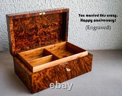 Anniversary gift wooden box with key, couple memory gifts, customizable jewelry