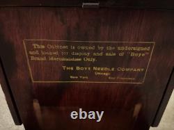 Antique1919Boye Needle Sewing HookAdvertisingWood Counter Display Case