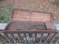 Antique 1600's 1700's Wood and Brass Violin case Coffin 32 x 9+ use as display