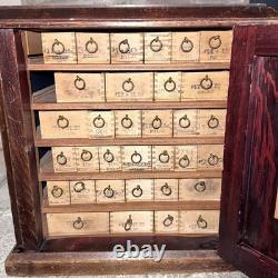 Antique 1800's Cabinet Display Case General Store Apothecary Burr Walnut Wood