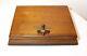 Antique 1800's Victorian Carved Wood Cigar Humidor Velour Lined Display Case Box