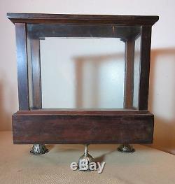 Antique 1800's handmade footed wood science medical display case stand cabinet