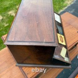 Antique 1900s Vims Needles Counter Top Store Wooden Display Case Cabinet