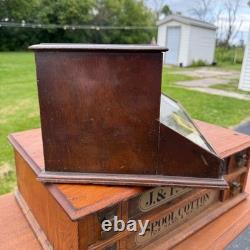 Antique 1900s Vims Needles Counter Top Store Wooden Display Case Cabinet