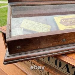 Antique 1900s Vims Needles Counter Top Store Wooden Display Case Cabinet