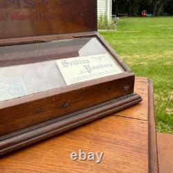 Antique 1900s Vims Needles Counter Top Store Wooden Display Case Cabinet