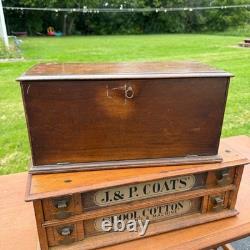 Antique 1900s Vims Needles Counter Top Store Wooden Display Case Cabinet