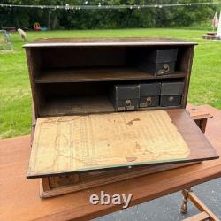 Antique 1900s Vims Needles Counter Top Store Wooden Display Case Cabinet