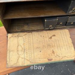 Antique 1900s Vims Needles Counter Top Store Wooden Display Case Cabinet