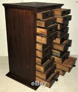 Antique 19th C Wooden Drawer Unit Watchmakers Chest Apothecary Jewelry Spice