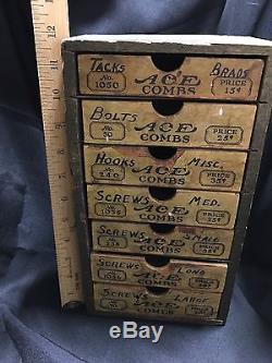 Antique ACE COMBS General Store Display Wood Advertising Case Drawers
