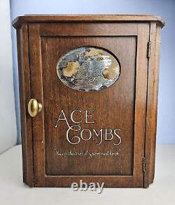 Antique Ace Combs Solid Wood Countertop Store Display Cabinet Unrestored