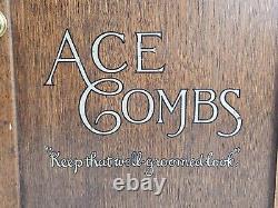 Antique Ace Combs Solid Wood Countertop Store Display Cabinet Unrestored