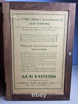 Antique Ace Combs Solid Wood Countertop Store Display Cabinet Unrestored
