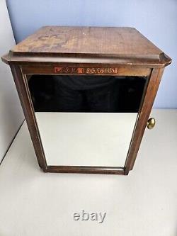 Antique Ace Combs Solid Wood Countertop Store Display Cabinet Unrestored