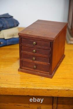 Antique Apothecary Cabinet Optometrist wood Tool Box eyeglasses display case VTG