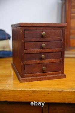 Antique Apothecary Cabinet Optometrist wood Tool Box eyeglasses display case VTG