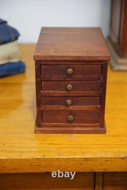 Antique Apothecary Cabinet Optometrist wood Tool Box eyeglasses display case VTG